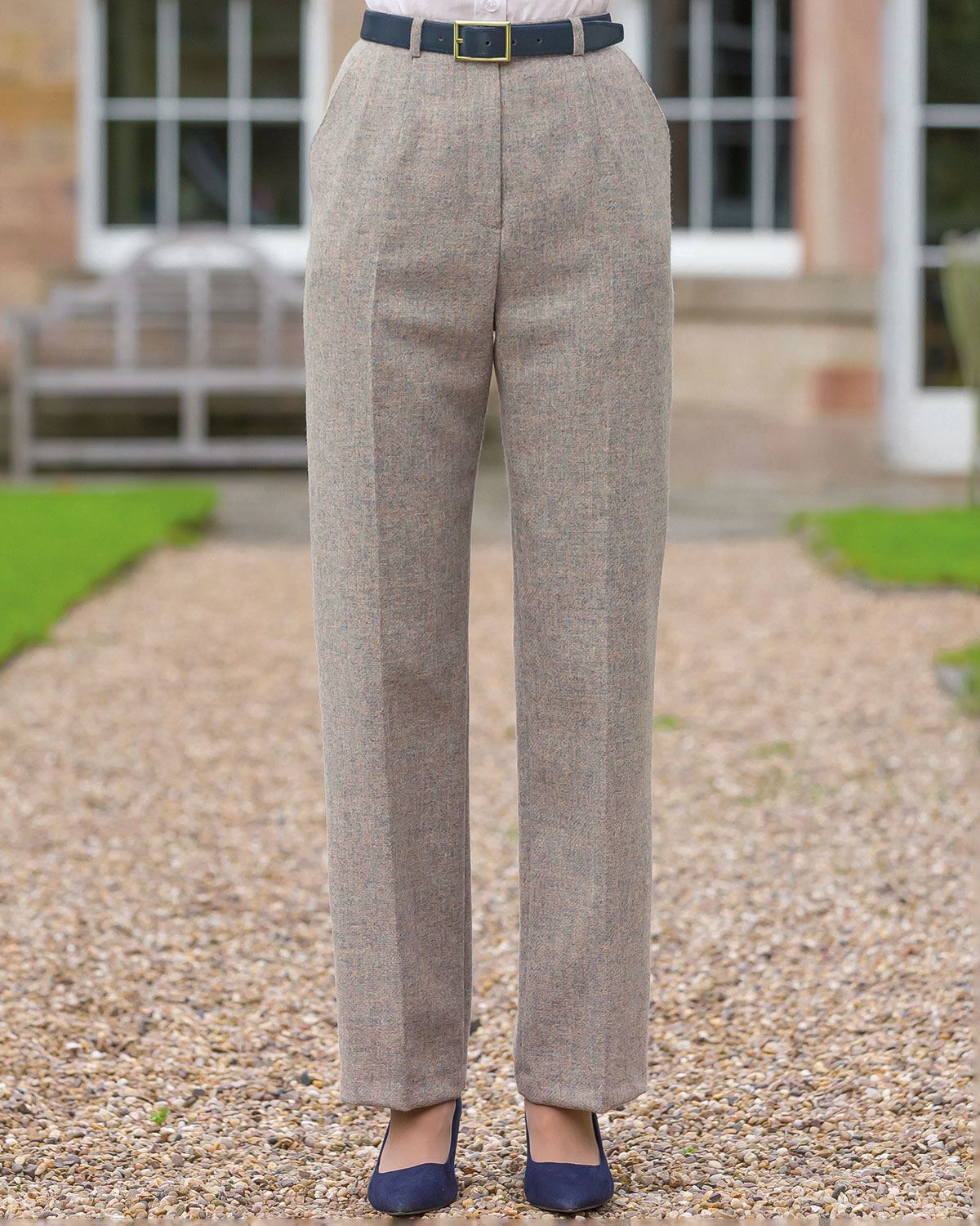 パンツ UzuLAMA SHETLAND WOOL TWEED SLACKS SHETLAND WOOL MIX TWEED WIDE PANTS｜BLACK MIX – Cornier